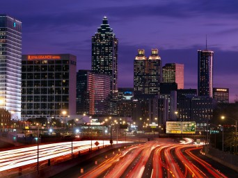 Atlanta city skyline at night