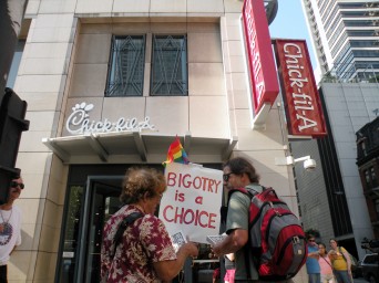 Protest outside a Chick-fil-A