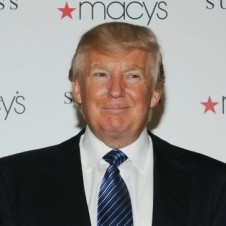 Donald Trump in front of Macy's sign