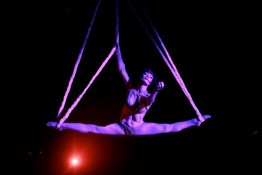 Dreya Weber performs an aerial routine