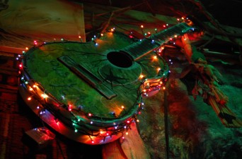 Guitar with Christmas lights