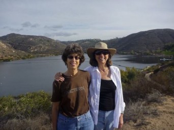 Zoe and her GF on the trail at Lake Poway.