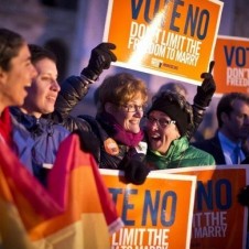 Demonstrators in Minnesota, opposing a Prop 8 style ballot measure during the 2012 election.