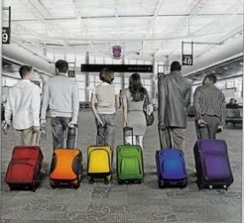 Rainbow suitcases
