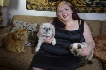 Bevin of Queer Fat Femme with her pets