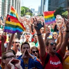 Facebook employees cheer at San Francisco Pride 2012