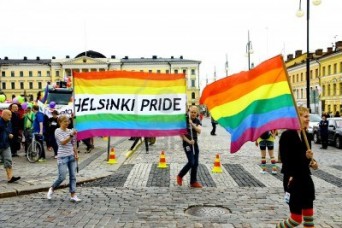 A Pride march in Helsinki, Finland in 2012. 