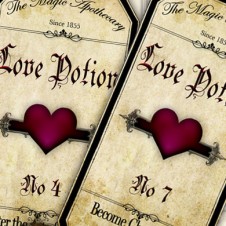 Love potion bottle labels
