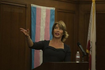 Michaela Mendelsohn gives the keynote speech during the first annual Transgender Day of Remembrance held in Ventura Friday evening.