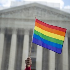 Pride flag in front of the Supreme Court building