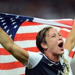 Abby Wambach with U.S. flag
