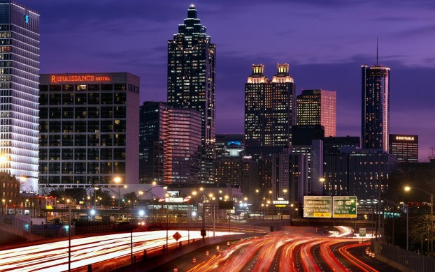 Atlanta city skyline at night
