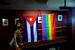 Cuban and LGBT flags