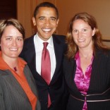 Deborah Mizeeur (left) with wife Heather and President Barack Obama