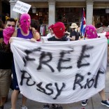 Protesters with 'Free Pussy Riot' banner