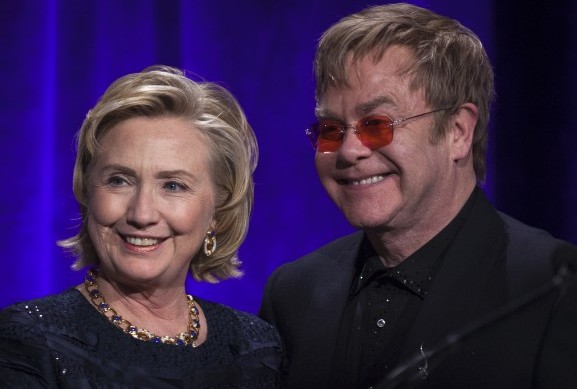 Hillary Clinton and Elton John