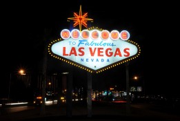Las Vegas welcome sign at night
