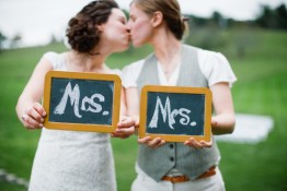 Lesbian brides kissing