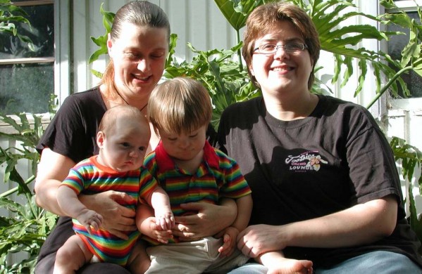 Lesbian mothers with two infant children