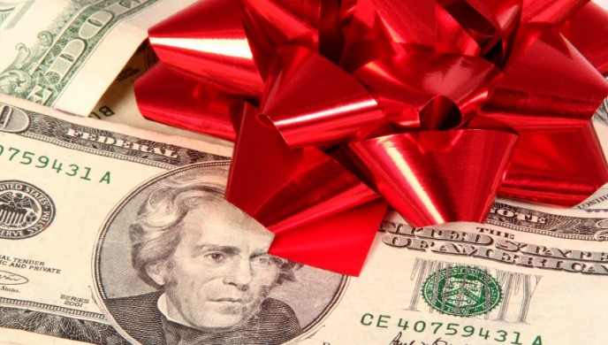 Money with a red bow