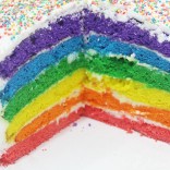 Rainbow colored layer cake