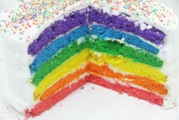 Rainbow colored layer cake