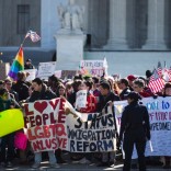 Marriage equality protesters outside the Supreme Court