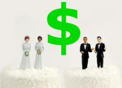 Same sex wedding cake toppers with dollar sign