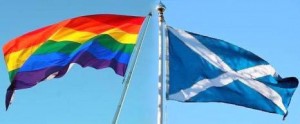 Scottish flag and gay pride flag