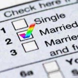Tax form with rainbow check for married