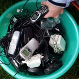 Trash can full of cell phones