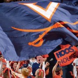 Students with large University of Virginia flag