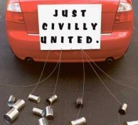 "Just civilly united" wedding car