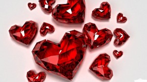 Crystal red love hearts
