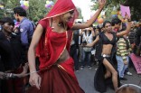 LGBT activists dancing in the streets of New Delhi, India for pride (