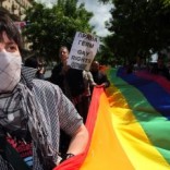 Gay pride activists in Russia