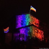 Rainbow light display on house in California (Photo courtesy of Mary Pham)