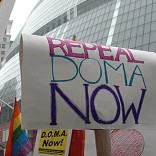 Protestors with Repeal DOMA now posters