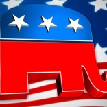 Republican elephant with US flag