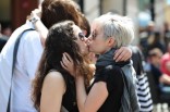 Lesbians sharing a public kiss in Zagreb, Croatia (Photo: Siniša Bužan)